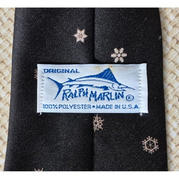 Ralph Marlin Vintage 1992 Novelty Tie Christmas Design Santa Hat Cows Black - Picture 5 of 6